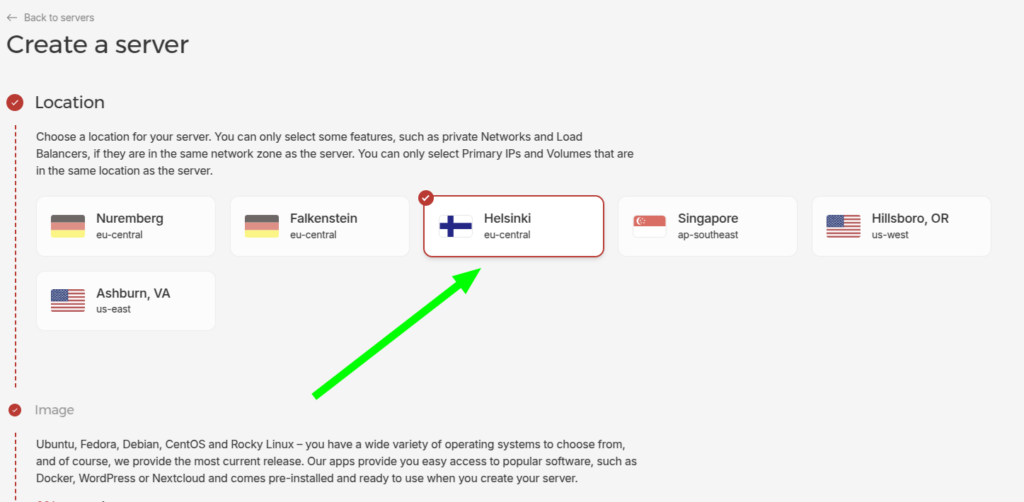 Server location selection