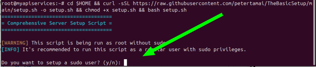 Installation script running