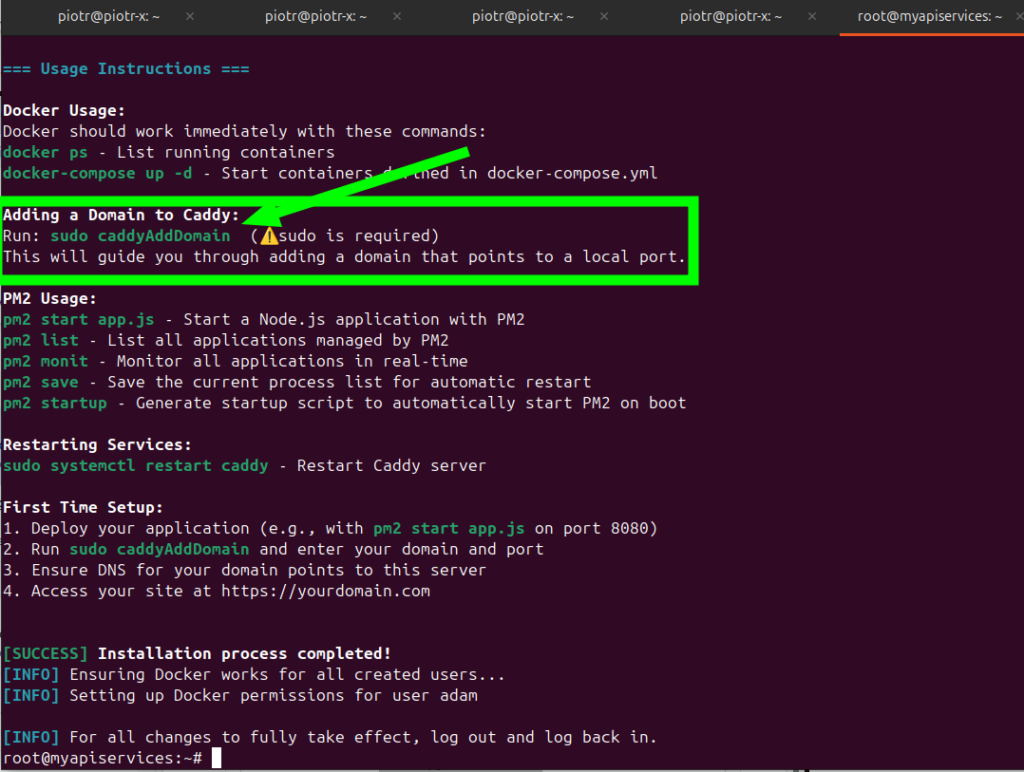 Installation complete success message