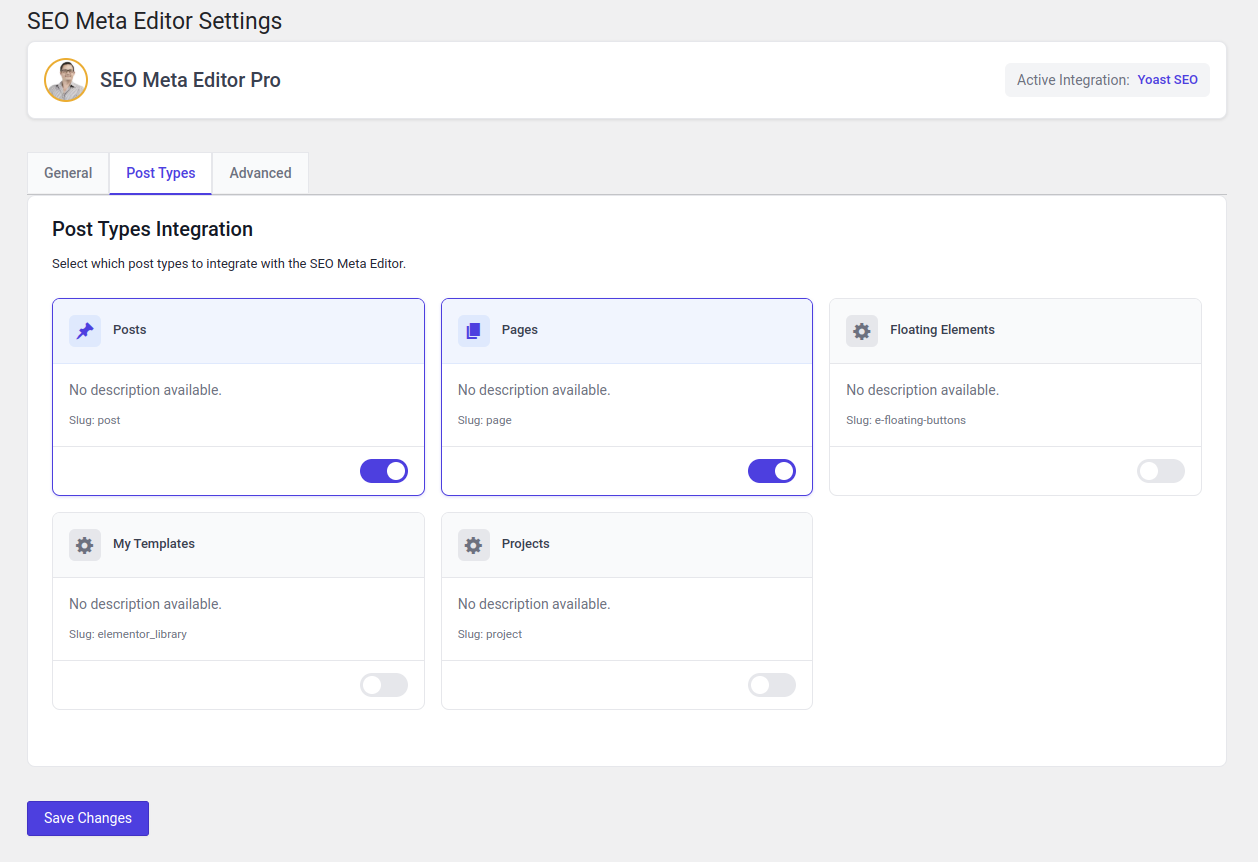 SEO Meta Editor Pro - Settings Configuration