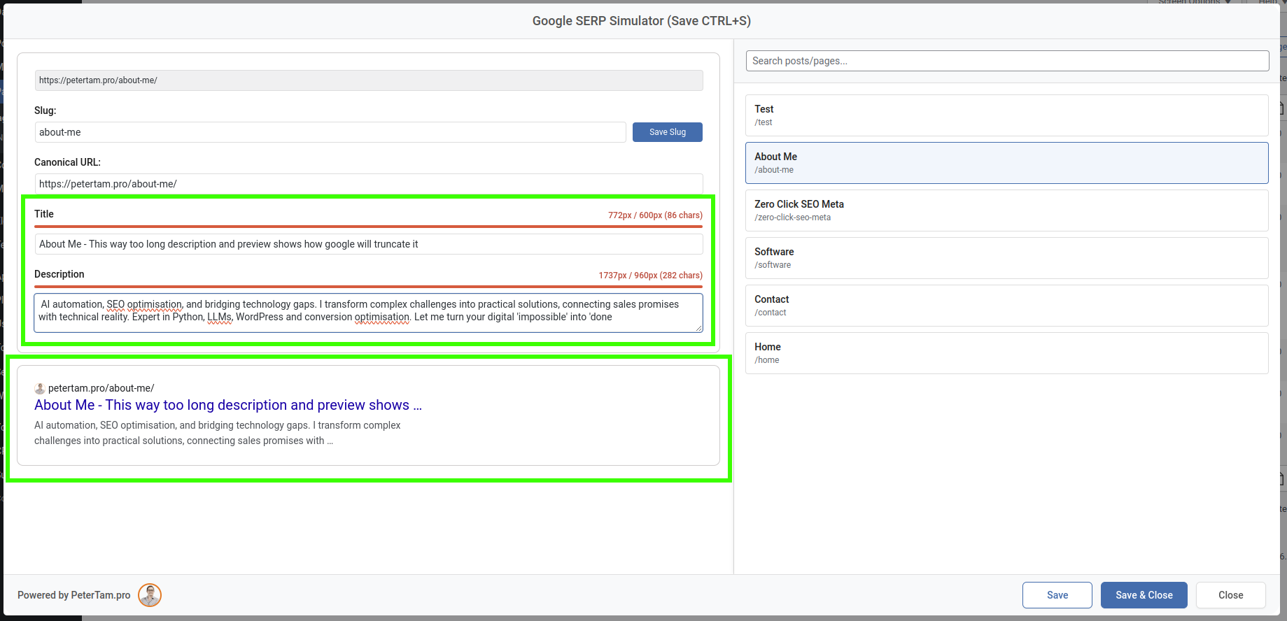 SEO Meta Editor Pro - Character Limit Warnings